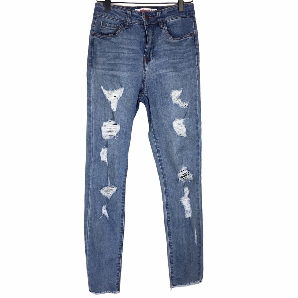 DOLLHOUSE Jeans Size 3 Juniors Skinny Slim Distressed Light Wash Stretch Denim